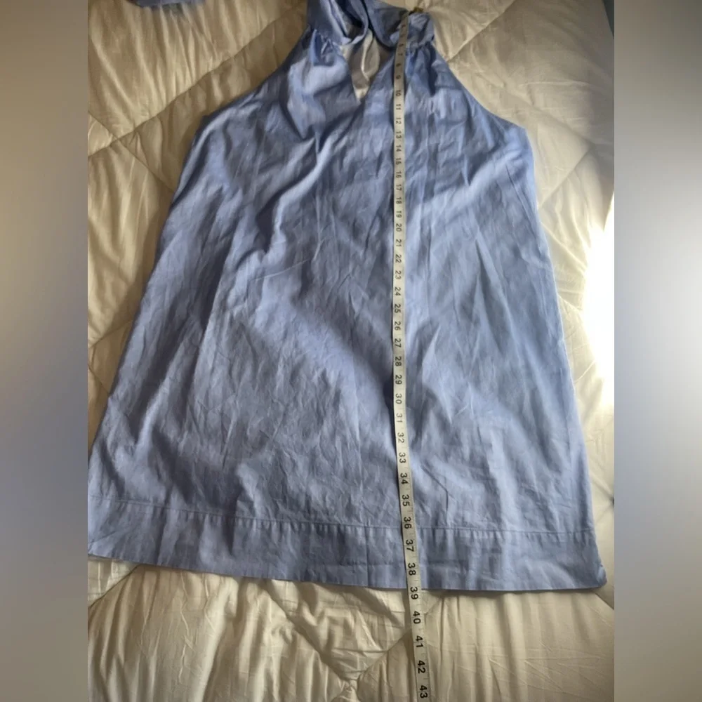 J. Crew Light Blue Tie Neck Mini Dress
